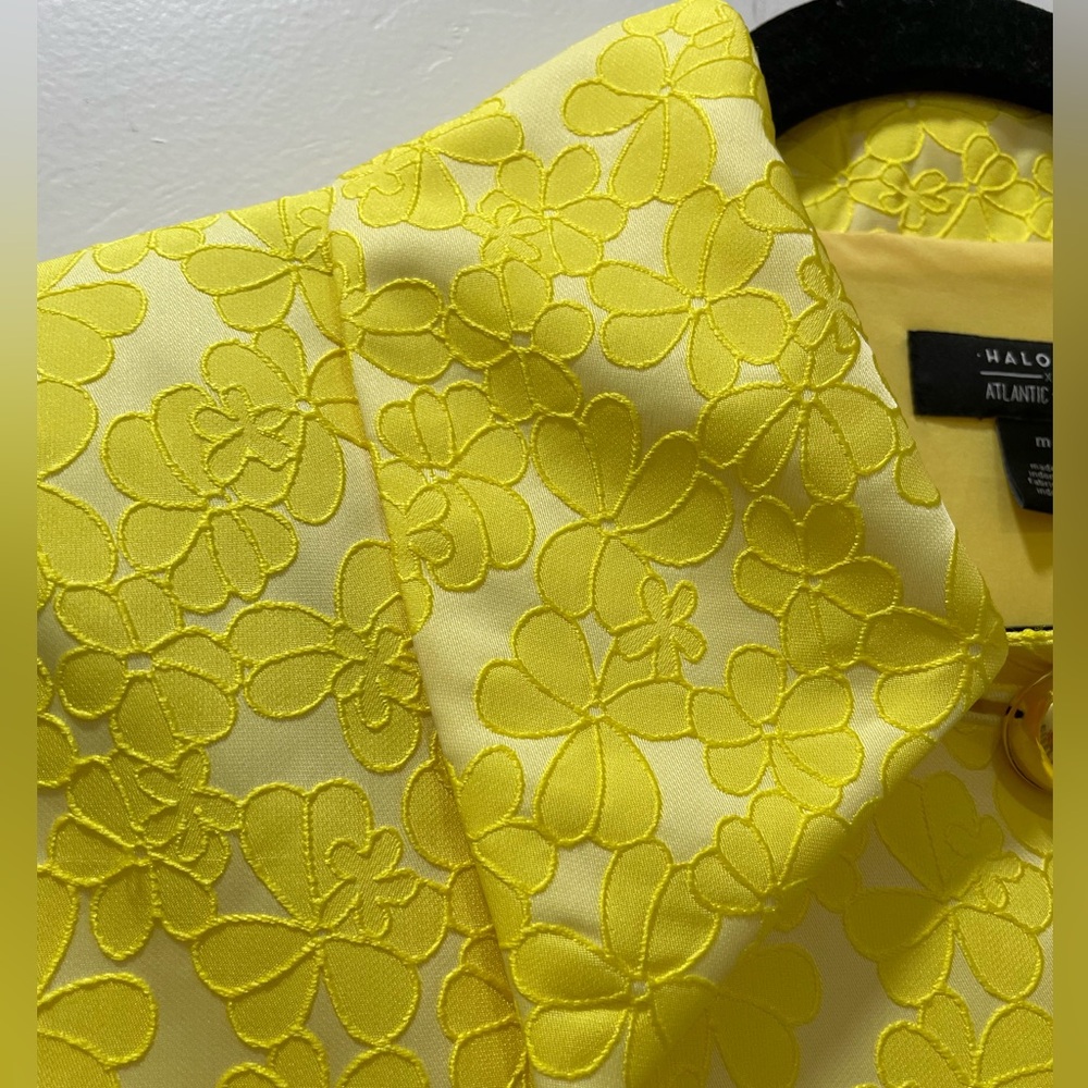 Halogen X Atlantic-Pacific Floral Jacquard Swing Jacket Yellow Medium Dressy - Picture 8 of 16